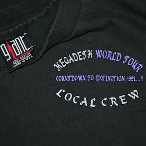 1992 MEGADETH vintage 1990&#39;s Concert Crew Roadie T-Shirt rare original tour rock metal tee (XL) X-Large Metallica Tshirt Dave Mustain GiFT