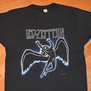 1984 LED ZEPPELiN vintage original rare 1980&#39;s rock band concert tour tee t-shirt  (L/XL) X-Large Screen Stars Jimmy Page 70&#39;s 80&#39;s vtg GIFT