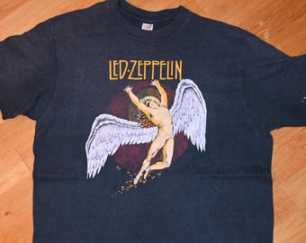 1970's LED ZEPPELIN vintage Rare! original Swan Song Records 70's 80's rock band tee t-shirt (L) Large Vtg Tshirt Icarus 1980's ZoSo Concert