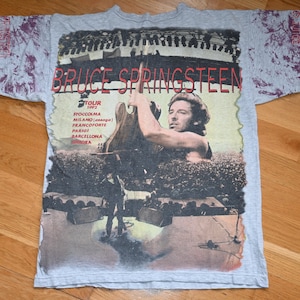 1992 BRUCE SPRINGSTEEN vintage original Rare 90&#39;s Euro Tour all-over-print concert rock band t-shirt tee tshirt vtg (L) Large 1990&#39;s GiFT