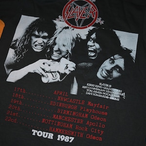 1980&#39;s SLAYER vintage Rare 1987 Euro Tour original metal concert rock band tee t-shirt (S) Small 80&#39;s tshirt GIFT