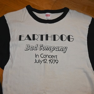 1970&#39;s BAD COMPANY vintage Rare! 1979 Nashville Radio Concert Tour rock tee raglan 3/4 jersey t-shirt Swan Song Records (M/L) Medium 70&#39;s