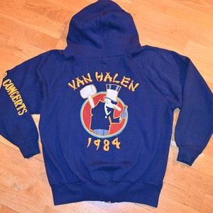 1984 VAN HALEN vintage concert sweatshirt Rare! 1980&#39;s VH Tour jacket hoodie original rock metal (S/M) Small Medium 70&#39;s 80&#39;s tee shirt GiFT