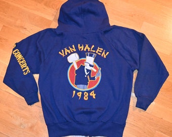 1984 VAN HALEN Vintage Konzert Sweatshirt Rar! 1980er VH Tour Jacke Kapuzenpullover original Rock Metal (M/L) Großes 70er 80er T-Shirt GiFT