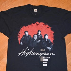 1990 The HIGHWAYMEN vintage original Rare 80&#39;s Concert Tour Johnny Cash Willie Nelson Waylon Jennings t-shirt MiNT (L) Large tee tshirt GiFT