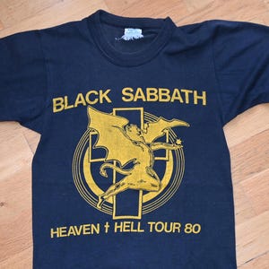 1980 BLACK SABBATH vintage Rare! original rock concert tour metal tee t-shirt (S) Small 80&#39;s 1980&#39;s 70&#39;s 1970&#39;s Ozzy Osbourne tshirt GiFT
