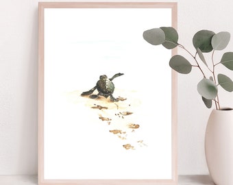 Sea turtle decor, sea turtle wall art, sea life watercolor, Turtle Painting, sea turtle nursery, sea turtle watercolor, sea turtle gift