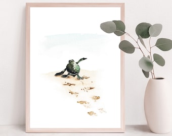 Green Sea turtle decor, sea turtle wall art, sea life watercolor, Turtle Painting, sea turtle nursery, sea turtle watercolor sea turtle gift