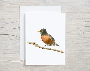 American Robin Card - Nature-Inspired Bird Illustration for All Occasions, Watercolor Bird Art - Stationery for Bird Lovers, set of 4 or 8