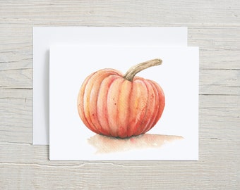 Pumpkin Note Card,  Fall card set, Autumn Watercolor Stationary set, Colorful Pumpkin, Card set with Envelopes, Folded Blank Note Cards