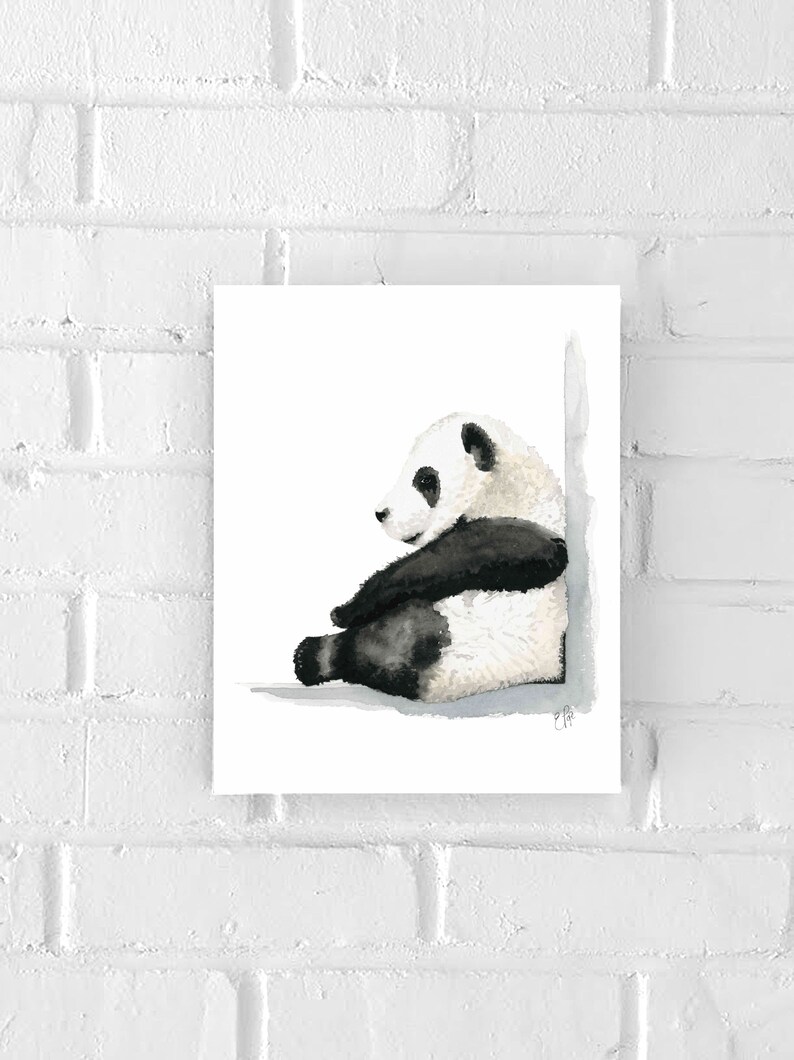Baby Panda Print Animal Print Nursery Art Watercolor Decor Painting Art Collectibles Timinox Com