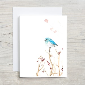 Bluebird note card - bird stationary -wildlife greeting card - card set of 4 or 8