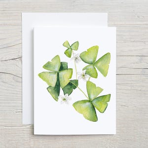 Shamrock Card - Watercolor Hand-Painted Irish Clover Design for St. Patrick's Day, Nature Lovers, and Special Occasions, Set of 4 or 8