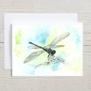 Dragonfly Card - Watercolor Nature Art Card for Any Occasion - greeting card - insect stationery - blank card set of 4 or 8