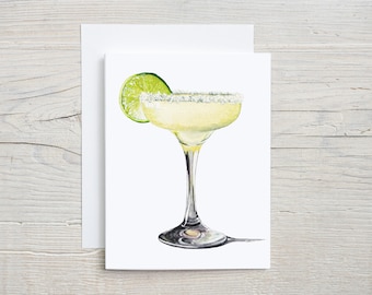 Margarita Greeting Card, Cocktail Birthday Card, Tequila Lover Gift, Happy Hour Card, Watercolor Cocktail, Blank Greeting Card