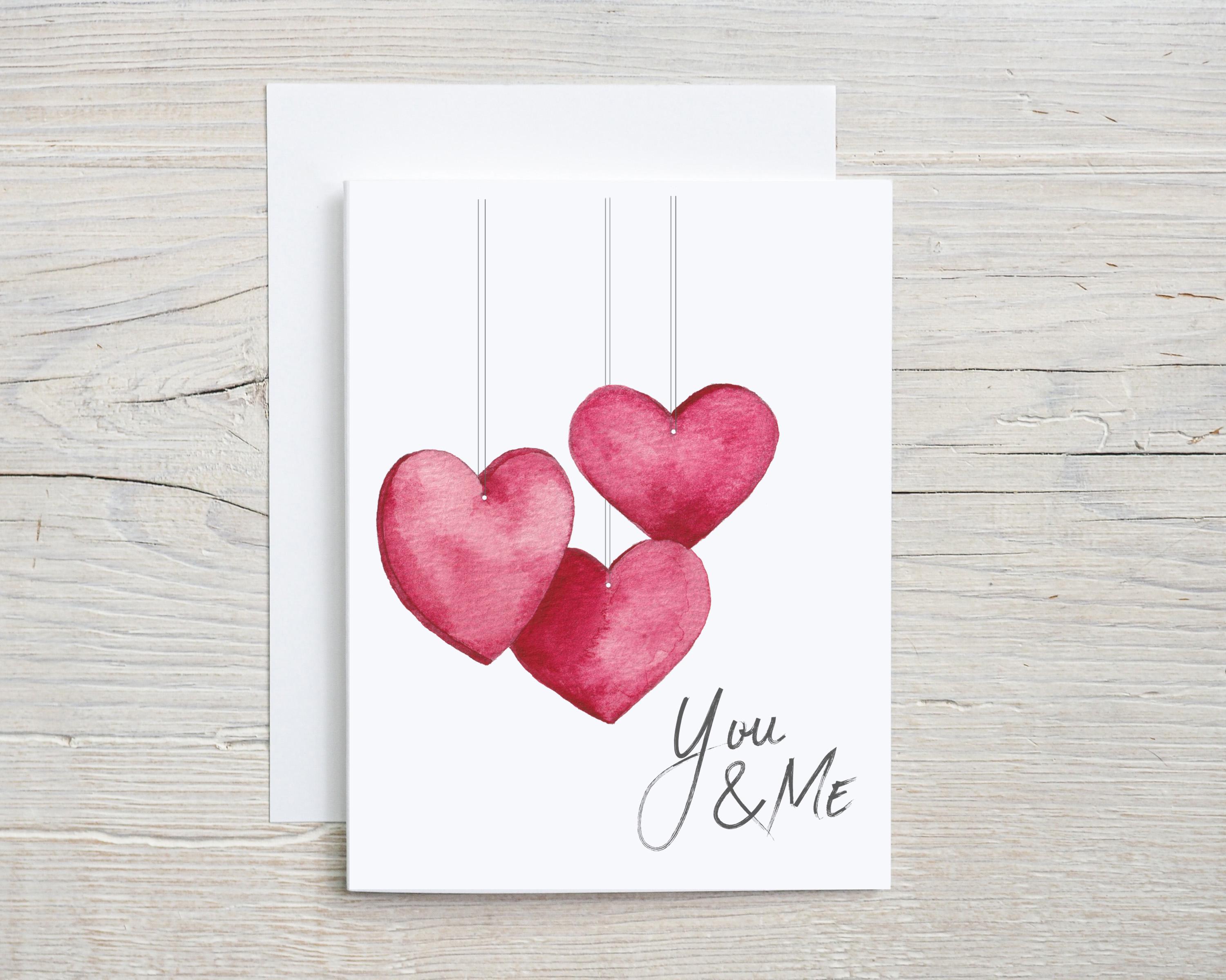 Valentine's Day Card Set - Romantic Watercolor Heart Designs, Cards Set ...