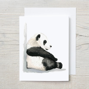 Baby Panda Bear Watercolor Card – Cute Animal Illustration - Blank Card for All Occasions, Wildlife Art Stationery,
