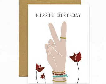 Hippie Birthday - Greeting Card