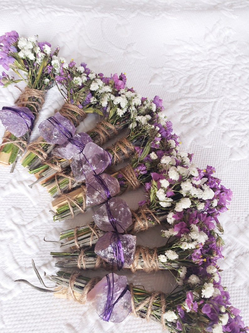 Amethyst, Lavender and Palo Santo Smudge stick image 9