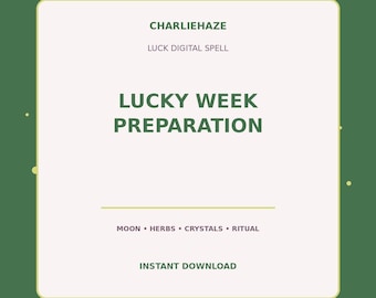 Lucky Week Preparation PDF, Luck Spell, Good Fortune Ritual, Witchcraft Printable, Instant Digital Download