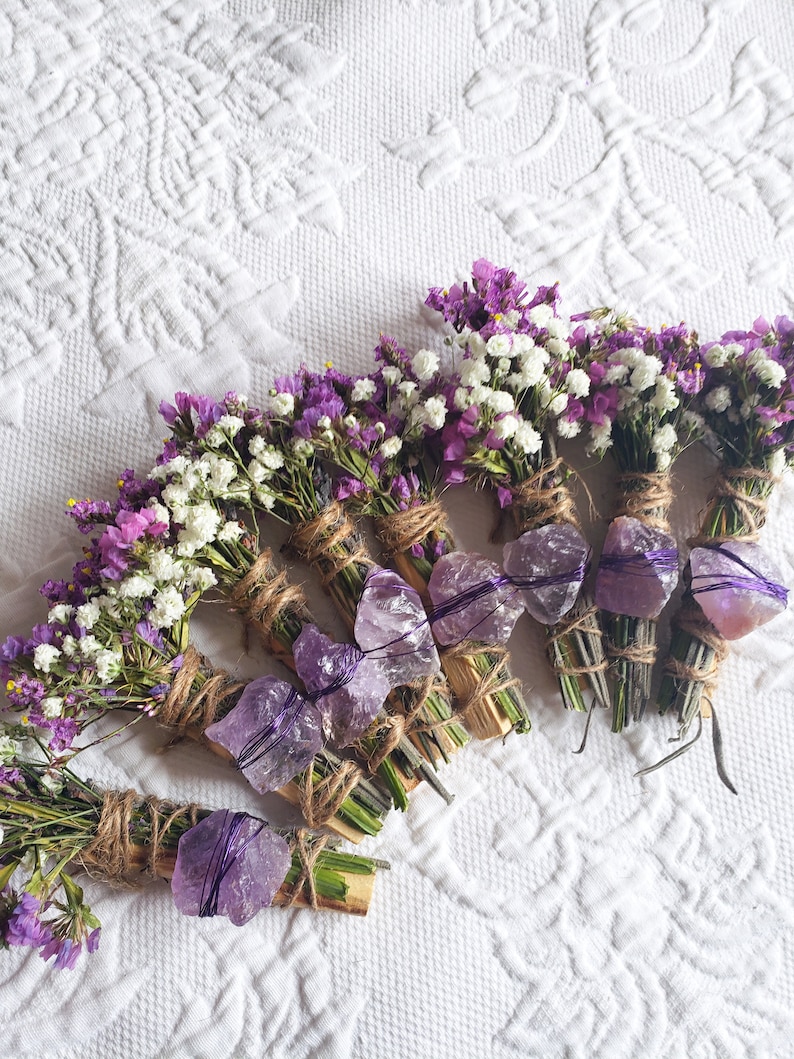 Amethyst, Lavender and Palo Santo Smudge stick image 5