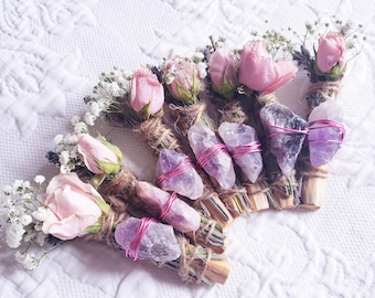 Amethyst, Lavender, Rose and Palo Santo Smudge stick