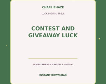 Contest And Giveaway Luck PDF, Luck Spell, Good Fortune Ritual, Witchcraft Printable, Instant Digital Download