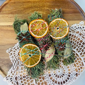 Wholesale Smudge Sticks - Yule Tide, Winter Solstice  , Cedar, Juniper, A Star and Orange  Smudge stick Bulk Listing of 50