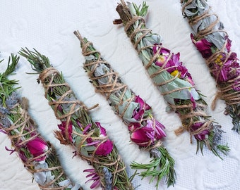 Sage, Rose, Rosemary and Lavender Smudge Stick