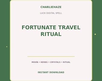 Fortunate Travel Ritual PDF, Luck Spell, Good Fortune Ritual, Witchcraft Printable, Instant Digital Download