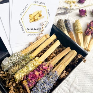 Copal Dipped Palo Santo Sticks Rolled In Herbs, Incense Gift Set