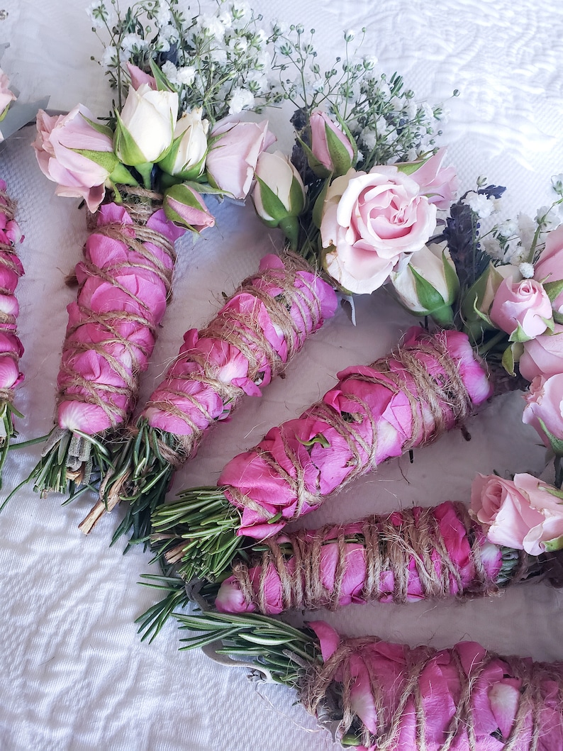 Rose Rosemary Niche Style Smudge Bouquets, Soothing Lavender Smudge Sticks