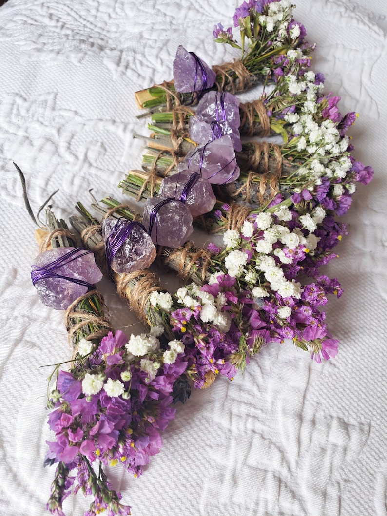 Amethyst, Lavender and Palo Santo Smudge stick image 7