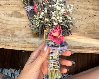 Amethyst, Palo Santo and Lavender Smudge Stick