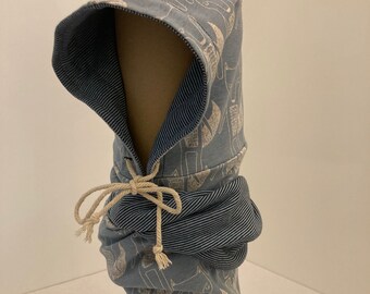 Hoodie scarf hooded scarf "Blaufux"