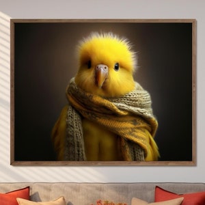 Adorable Yellow Bird Digital Art - Printable Wall Art for Instant Download - Cute Home Decor