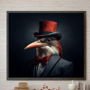 Whimsical Bird Portrait: Quirky Home Decor (Digital Download)