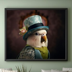 Whimsical Bird Portrait Art Print: Vintage Style (Digital Download)