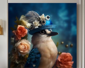 Lámina artística de pájaro caprichoso: Ilustración colorida de la naturaleza (descarga digital)