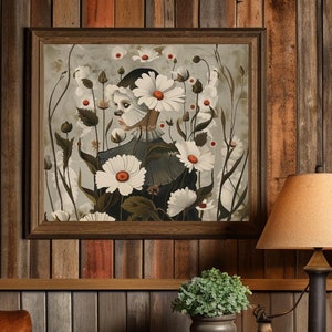 Whimsical Floral Digital Art Printable Wall Art Instant Download Home Decor Unique Flower Illustration