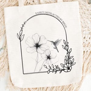 Hummingbird Floral Wreath Clipart: Easily Distracted by Birds (PNG SVG Digital Download
