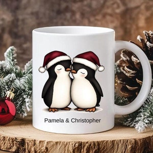 Entzückende Cartoon Pinguine mit Weihnachtsmützen - festliche Clipart zum sofortigen Download und Sublimationsdesign
