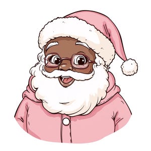 Pink Santa Clipart African American Santa | Commercial Use | Instant Download