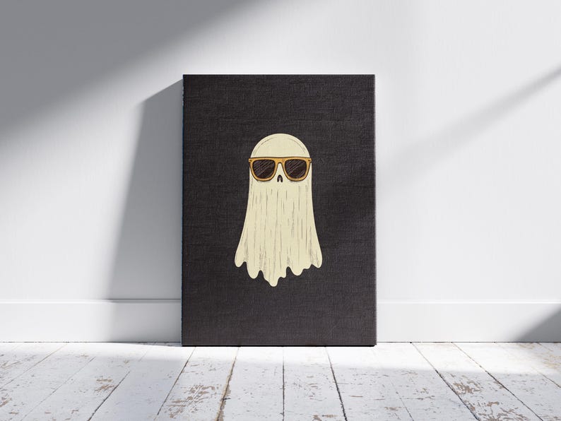 Cool Ghost With Sunglasses Retro Halloween Ghost Art Etsy