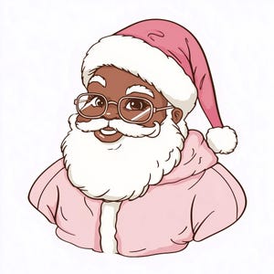 Pink Santa Clipart African American Santa | Commercial Use | Instant Download