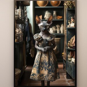 Whimsical Sphynx Cat Art Print: Unique Home Decor (Digital Download)