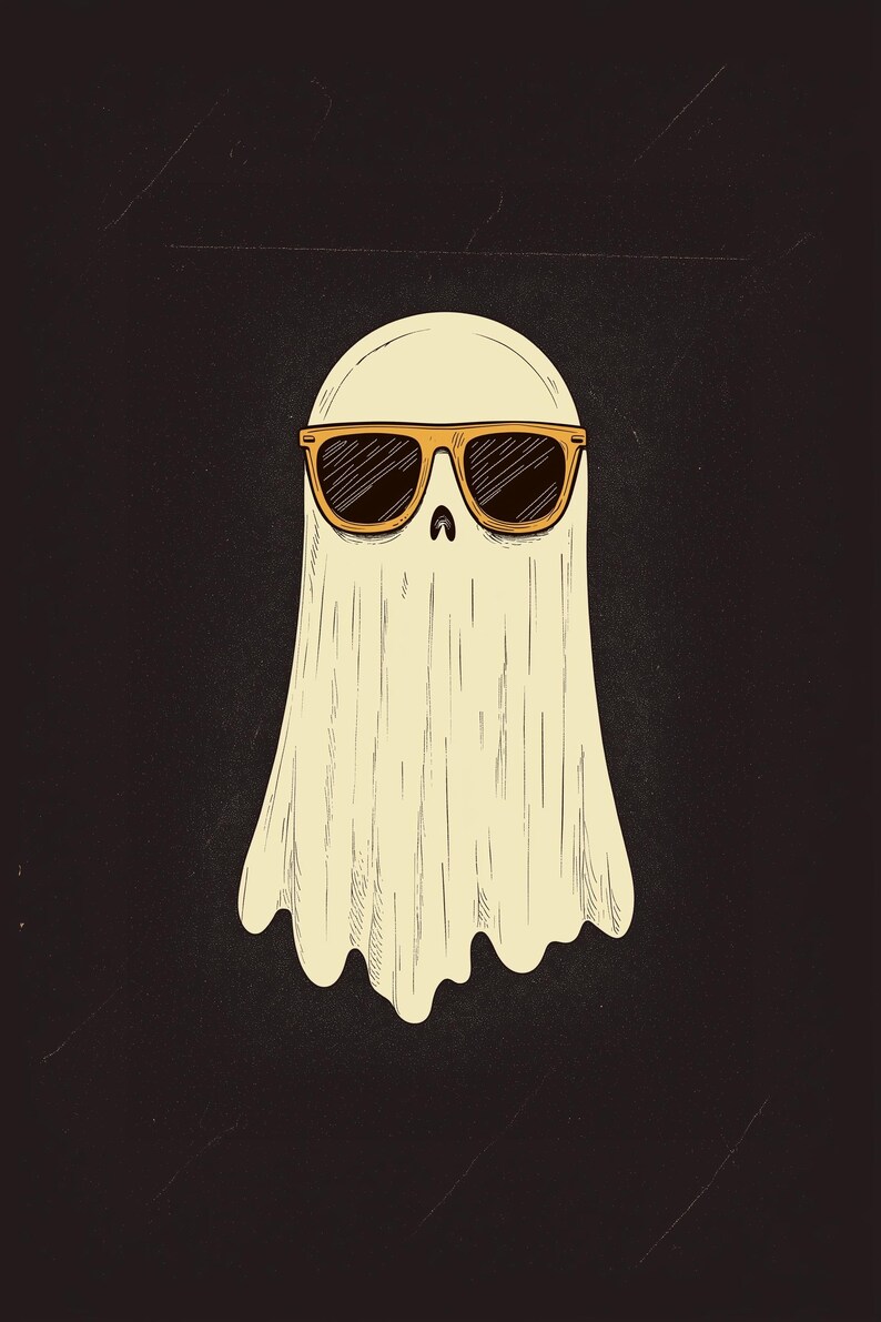 Cool Ghost With Sunglasses Retro Halloween Ghost Art Etsy