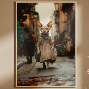 Whimsical Sphynx Cat Art Print: Unique Home Decor (Digital Download)