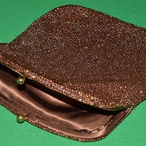 Vintage Bronze Beaded Clutch Evening Handbag Purse Wedding Clutch  by BAG BY JOSEF Handmade in Belgium 1950s