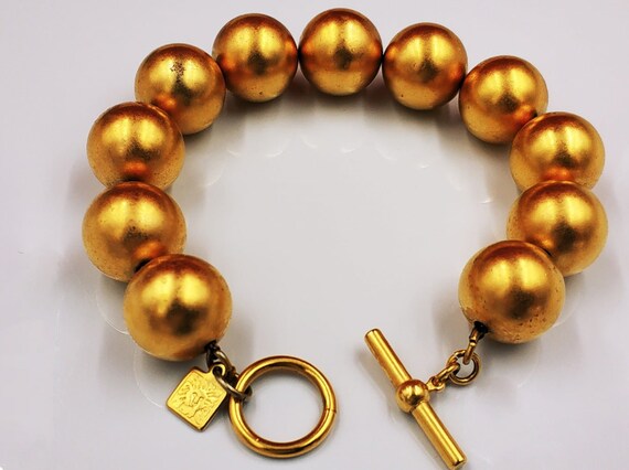 Vintage Bracelet by ANNE KLEIN Golden Balls 1990s - image 3